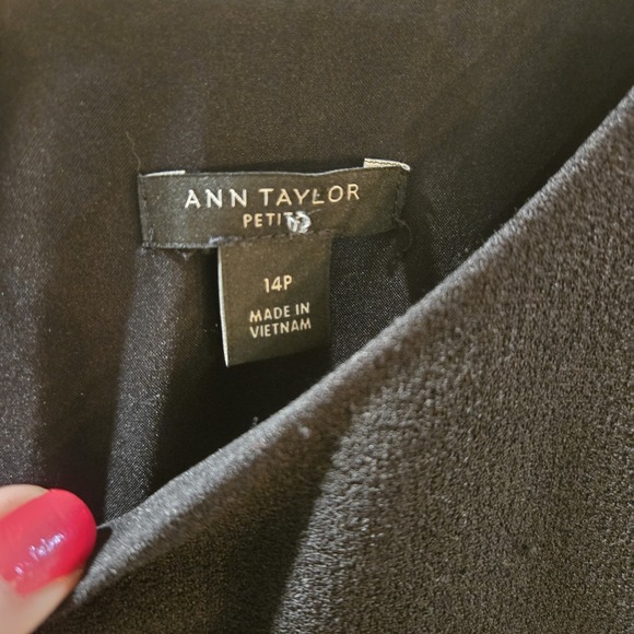 Ann Taylor Black Semi Sheer Long Sleeve Petite Dress Sz 14P - Picture 2 of 6